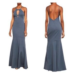 NWT BCBG MAX AZRIA $298 NIGHTSHADOW BLUE FRONT CUTOUT HALTER GOWN DRESS SZ 2